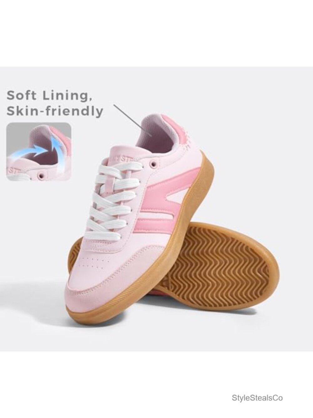 Genuine Leather Retro Fashion Sneakers Anti-Slip Gum Sole Women's Tennis Skate - Picture 3 of 6